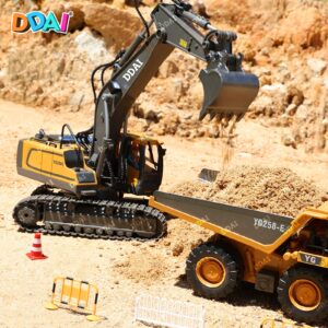 DDAI Remote Control Excavator Toys for Boys 8-12 Kids Best Gift Ideas for Age 3 4 5 6 7 8 9 10+ Year Old Boy Rechargeable RC Construction Excavators Digger Vehicles Engineering Toys with Metal Shovel