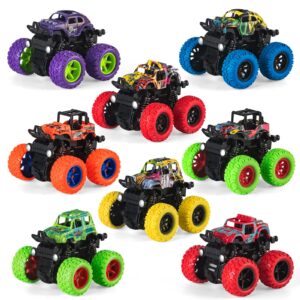 8 Pack Monster Truck Toys for Boys Girls 3 4 5 6 7 8Year Old,Inertia Car 4 Wheels Drive Durable Friction Powered Push and Go Toys Truck Playset,Christmas Birthday Gifts Party Supplies for Kids