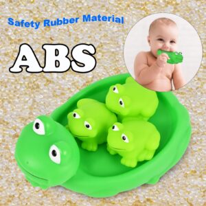 LIANXIN Baby Bath Toys, Rubber Frog Bath Toys for Toddlers 1-3, Floating Bathtub Toy for Infant Kids Age 2-4, Bath Toys Gift for Pool, Family Bath Set of 4