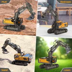 DDAI Remote Control Excavator Toys for Boys 8-12 Kids Best Gift Ideas for Age 3 4 5 6 7 8 9 10+ Year Old Boy Rechargeable RC Construction Excavators Digger Vehicles Engineering Toys with Metal Shovel