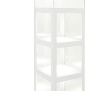 Displays2go 68" Modern Illuminated Curio Cabinet, Locking Door and Dust Cover - Gloss White (DCISDWH)