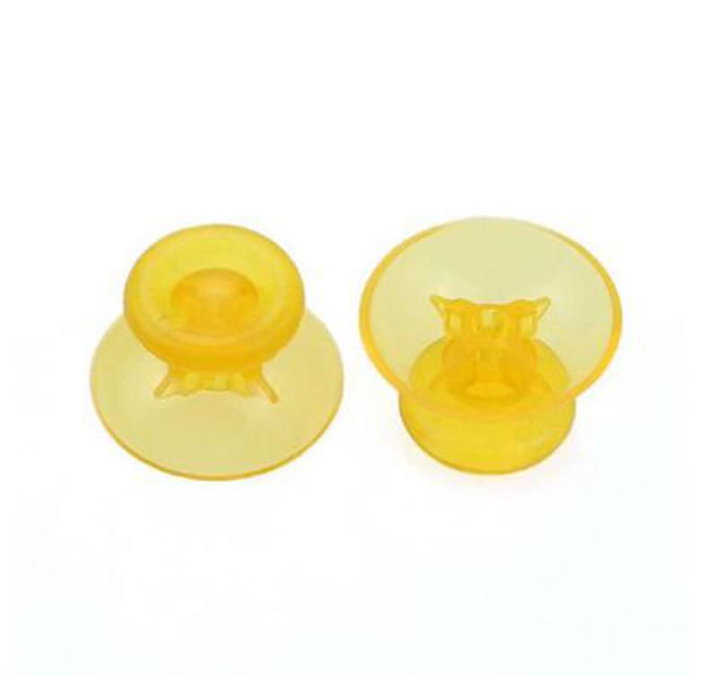 2PCS 3D Analog Thumb Stick Grip Cap Cover Mushroom Joystick Cap for Xbox 360 Controller Replacement (Clear Yellow)