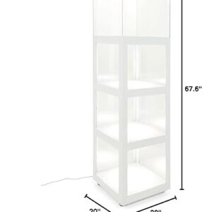 Displays2go 68" Modern Illuminated Curio Cabinet, Locking Door and Dust Cover - Gloss White (DCISDWH)