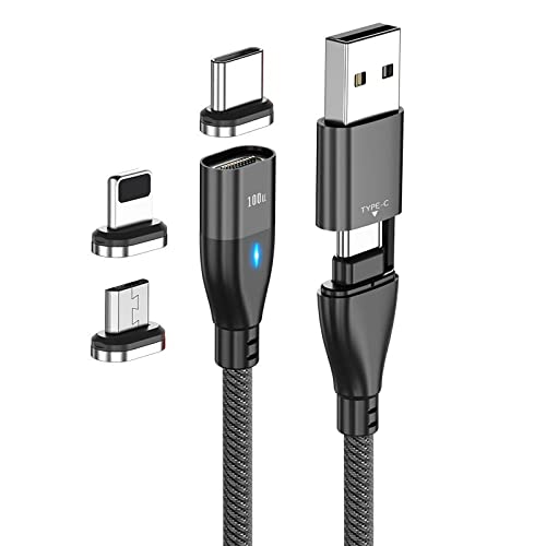 BoxWave Cable Compatible with Energizer E220 - MagnetoSnap PD AllCharge Cable (100W), Magnet PD 100W Charging Cable USB Type-C Micro USB for Energizer E220 - Jet Black