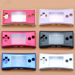 metal aluminum housing shell case faceplate cover for gameboy micro gbm replacement (gold case purple len)