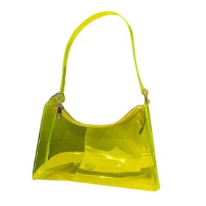 Unizhouxi Shoulder Bag Multipurpose Korean Style Jelly Handbag Transparent for Party Yellow