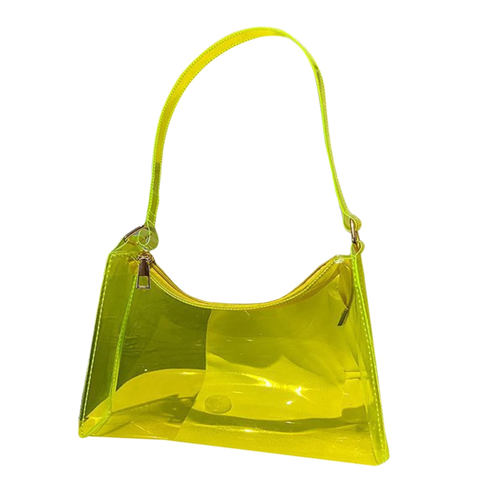 Unizhouxi Shoulder Bag Multipurpose Korean Style Jelly Handbag Transparent for Party Yellow