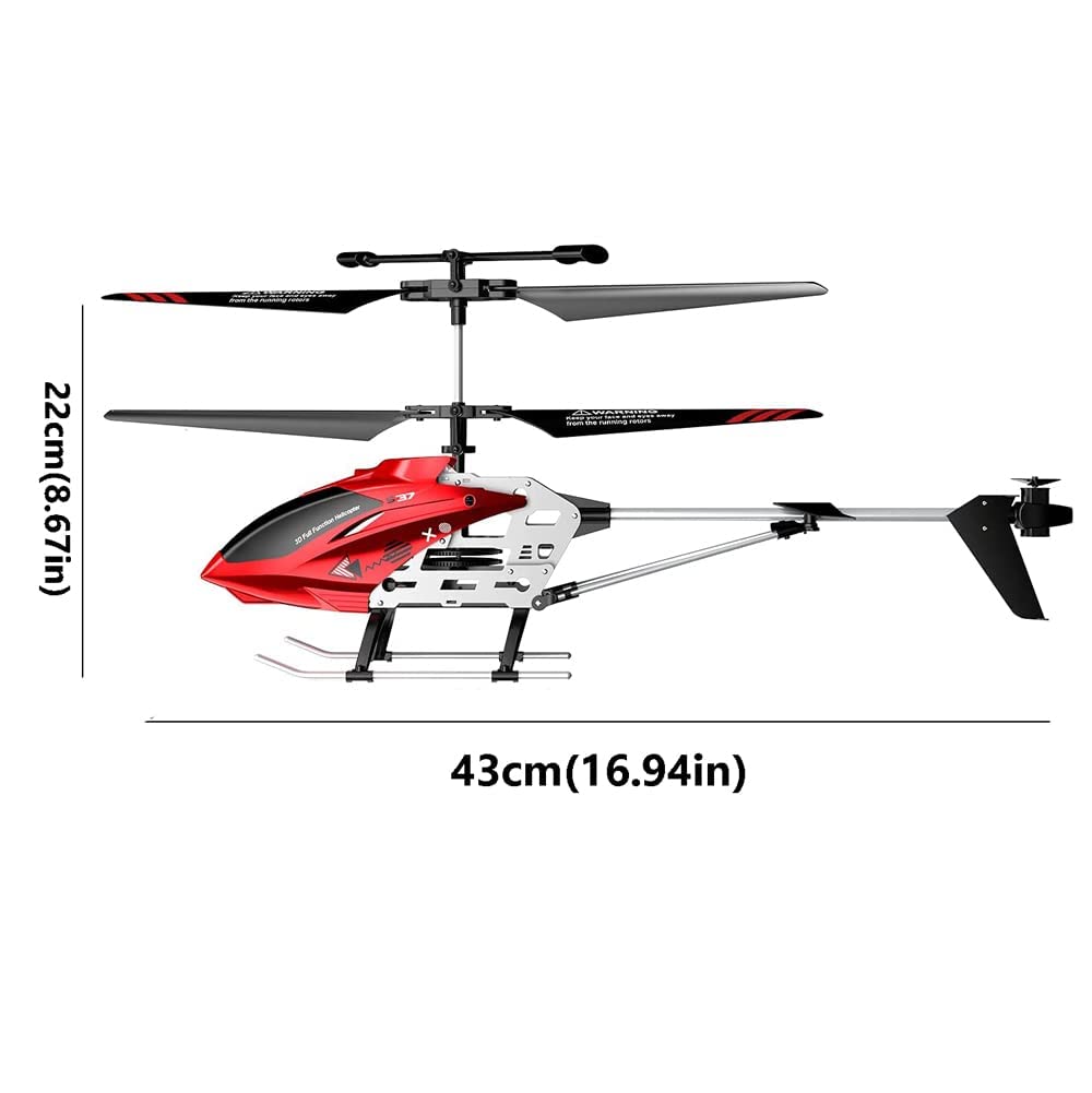 QAQQVQ 43cm Alloy Remote Control Helicopter, Aircraft with Altitude Hold, One Key Take Off/Landing, Gyro Stabilizer and High & LED Light for Indoor to Fly for Kids and Beginners