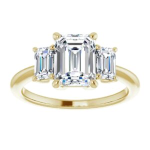 10K Solid Yellow Gold Handmade Engagement Rings 3.0 CT Emerald Cut Moissanite Diamond Solitaire Wedding/Bridal Rings for Women/Her Propose Ring (6.5)