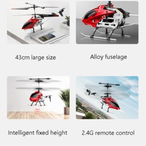 QAQQVQ 43cm Alloy Remote Control Helicopter, Aircraft with Altitude Hold, One Key Take Off/Landing, Gyro Stabilizer and High & LED Light for Indoor to Fly for Kids and Beginners