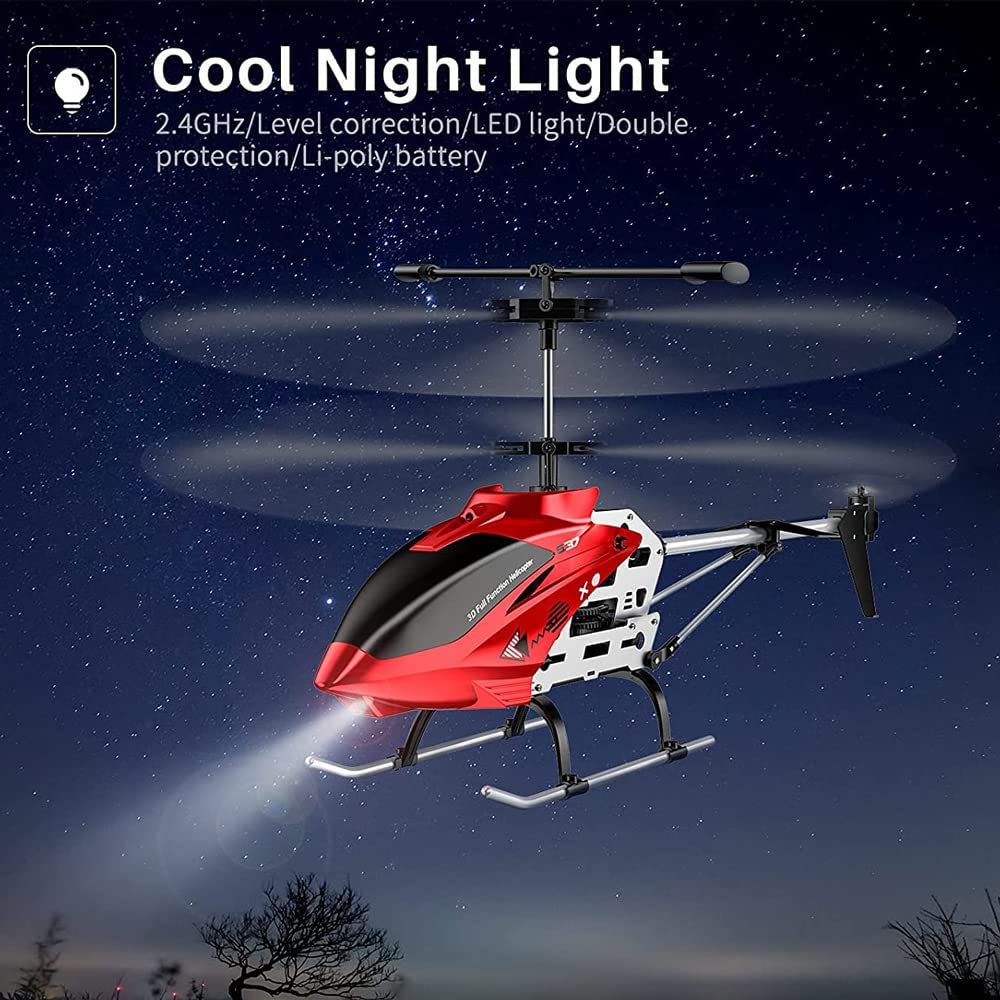 QAQQVQ 43cm Alloy Remote Control Helicopter, Aircraft with Altitude Hold, One Key Take Off/Landing, Gyro Stabilizer and High & LED Light for Indoor to Fly for Kids and Beginners