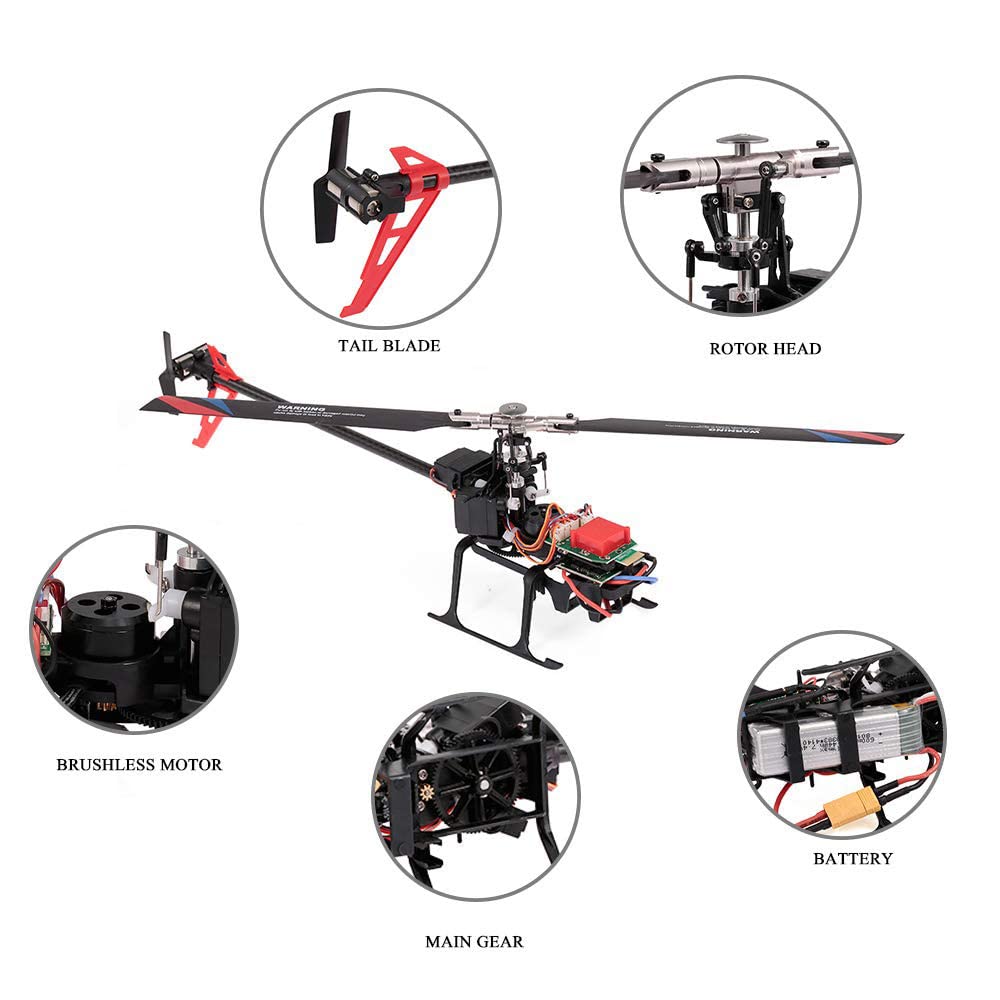 RC Helicopter 2.4G 6CH Brushless Motor RC Airplane 3D-6G Flybarless Compatible with Stunt Helicopter RTF Boy Girl Electric Toy Toy Electric Toy for Flight Enthusiasts