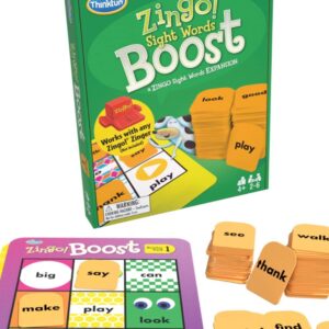 think fun zingo! sight words boost - engaging brain game | expansive vocabulary builder | stimulates memory & concentration | for kids aged 4 and up | expansion pack (76472)