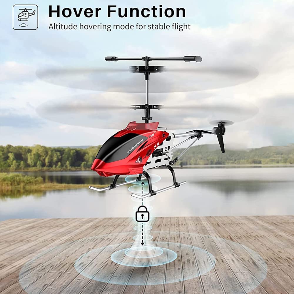 QAQQVQ 43cm Alloy Remote Control Helicopter, Aircraft with Altitude Hold, One Key Take Off/Landing, Gyro Stabilizer and High & LED Light for Indoor to Fly for Kids and Beginners