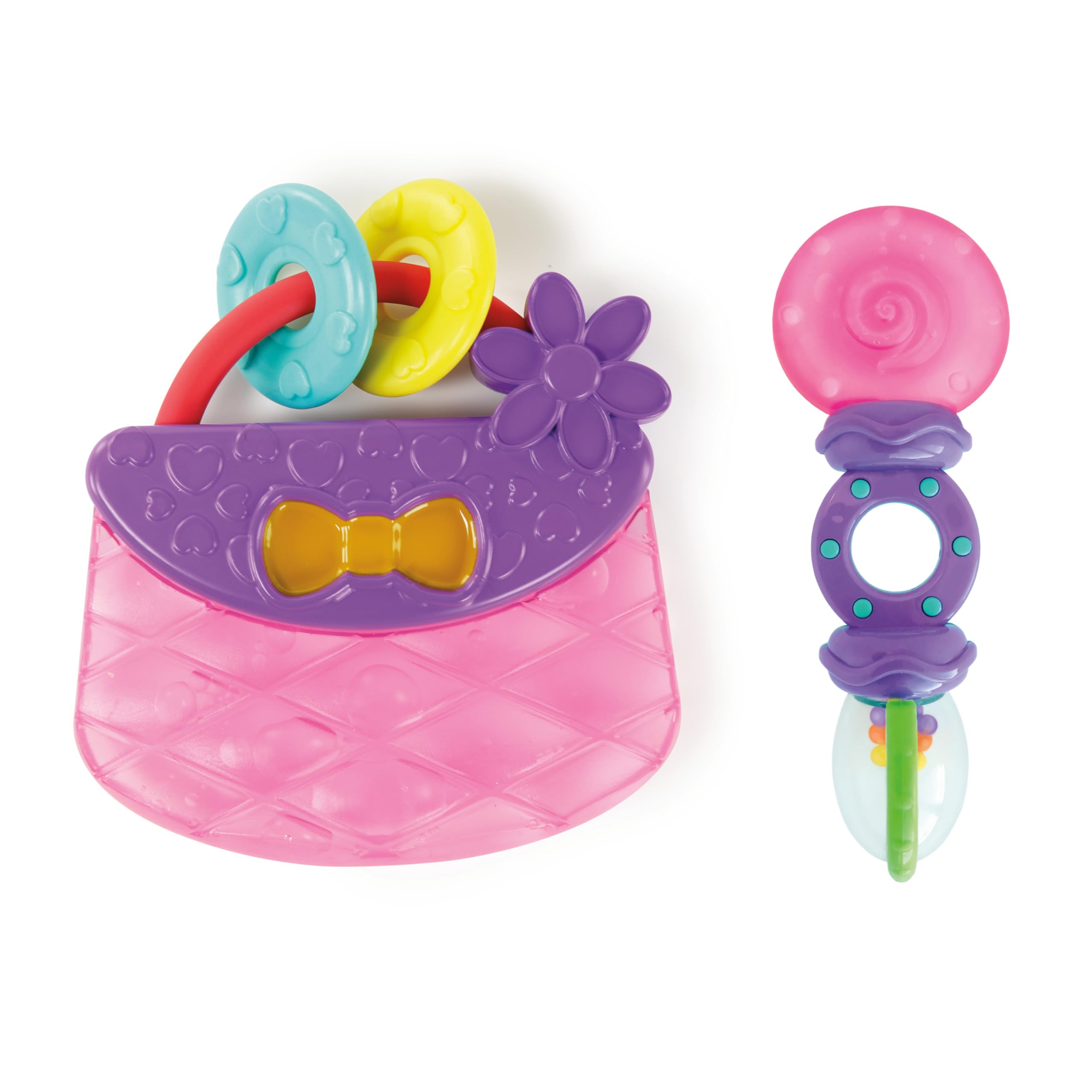 Bright Starts Everything Nice Teething Toys 9-Piece Set - BPA-Free Rattles and Chillable Teethers, Purple and Pink Baby Toys, 3 Months+