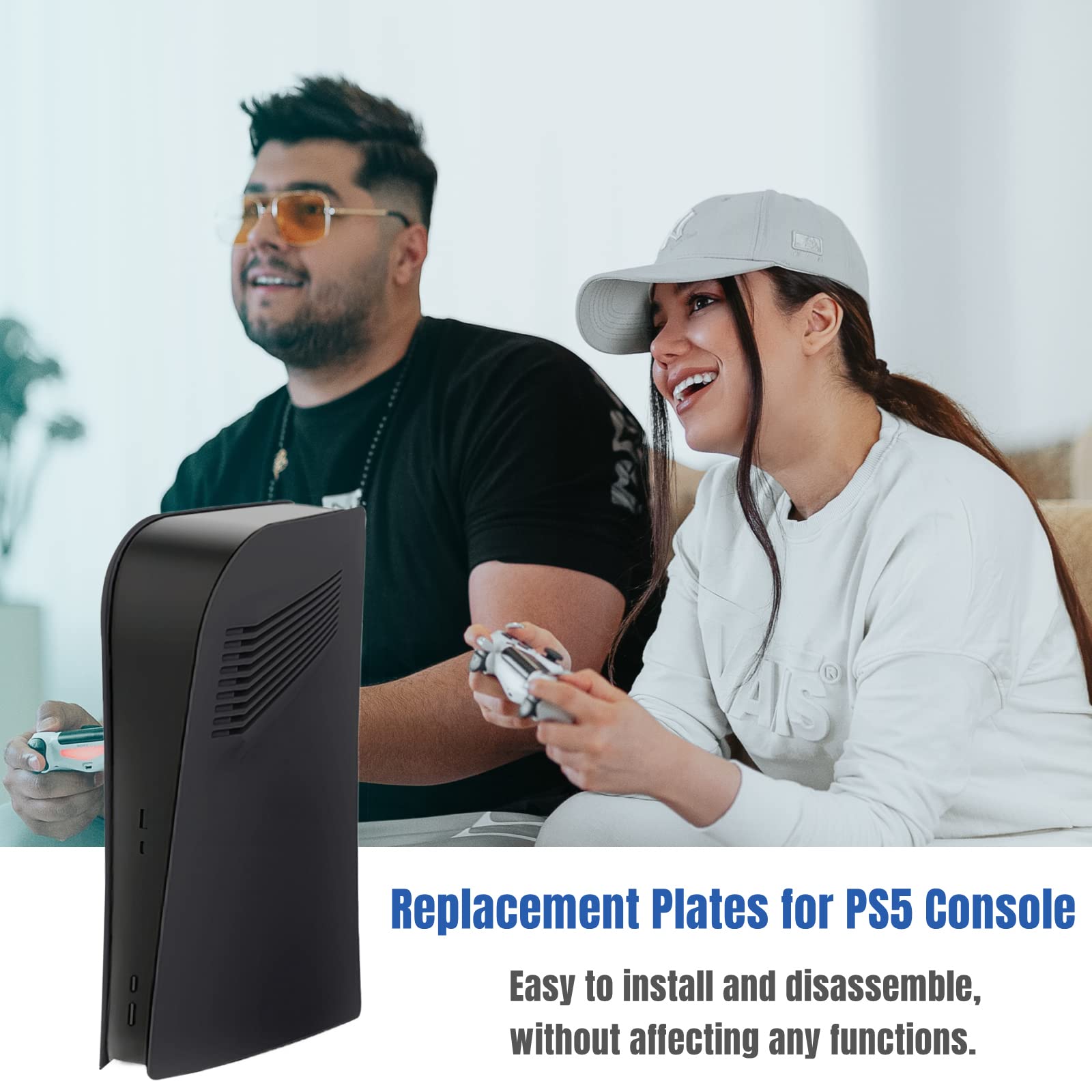 Digital Edition Face Plates with Cooling Vents Cover Skins Shell Panels for PS5 Console, Accessories for Playstation 5 Protective Replacement Faceplate (Black)