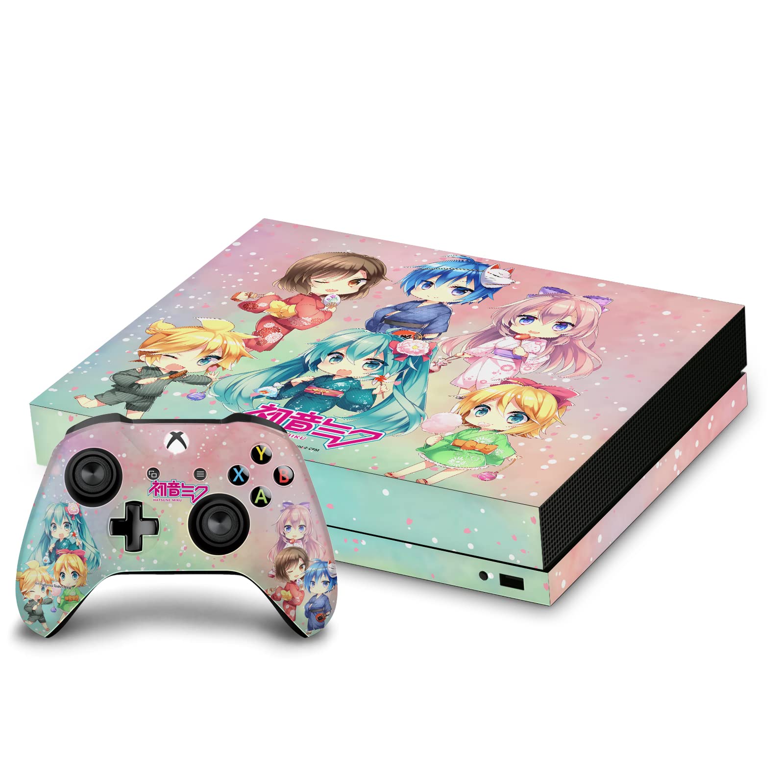 Head Case Designs Officially Licensed Hatsune Miku Characters Graphics Matte Vinyl Sticker Gaming Skin Decal Cover Compatible With Xbox One X Console and Controller Bundle