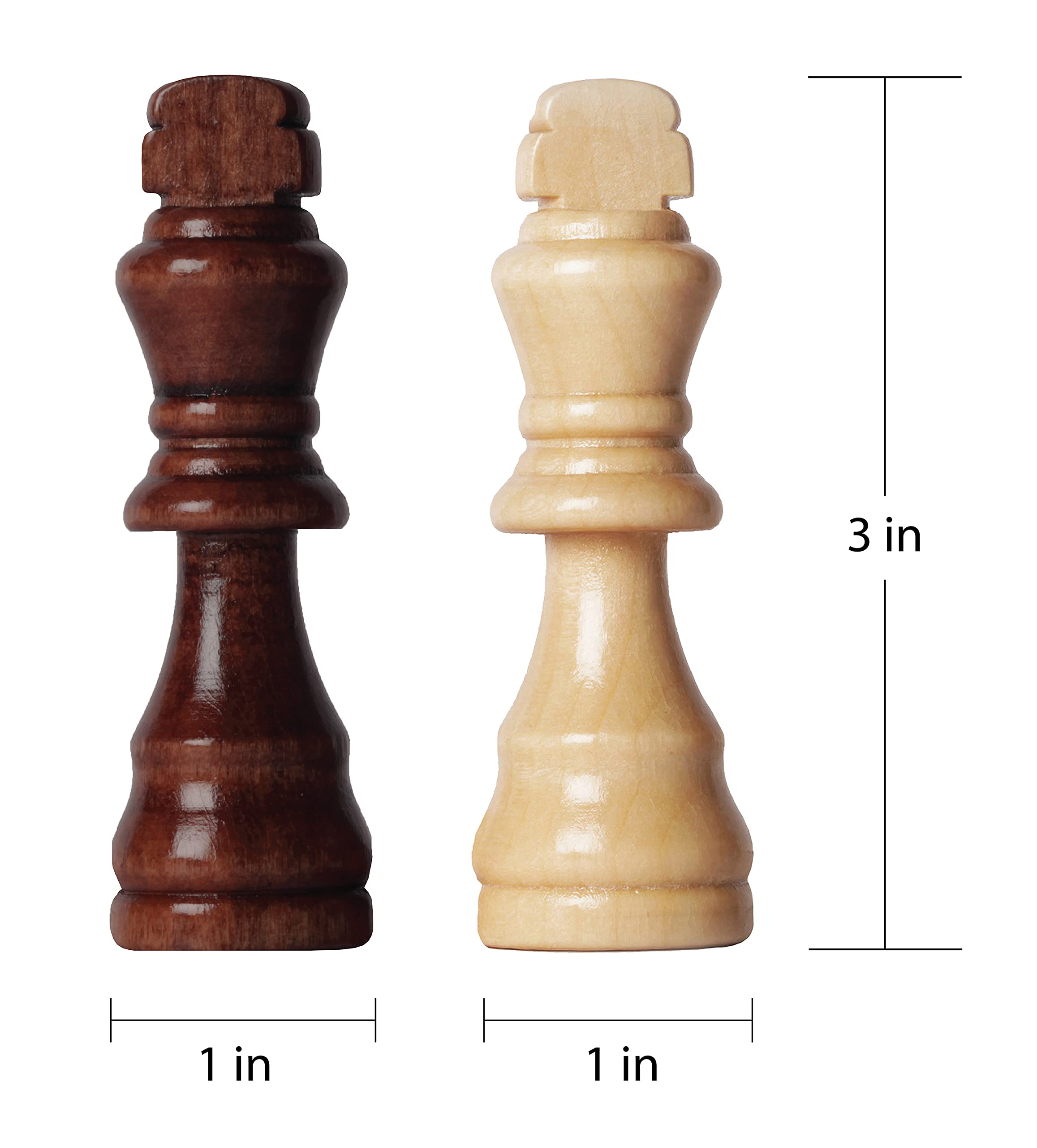 Fun+1 Toys! 32 Count Wooden Chess Pieces Only with Storage Bags - Staunton Style Wood Chess Pieces for Chess Tournament. Compatible with Any Chess Set, Contains King, Queen and Other Chessmens