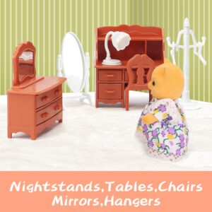 Dollhouse Furniture Set for Kids Toys Miniature Doll House Accessories Pretend Play Toys for Boys Girls & Toddlers Age 3+ with The Bedroom