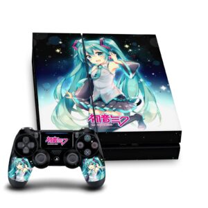 head case designs officially licensed hatsune miku night sky graphics matte vinyl sticker gaming skin decal cover compatible with sony playstation 4 ps4 console and dualshock 4 controller bundle