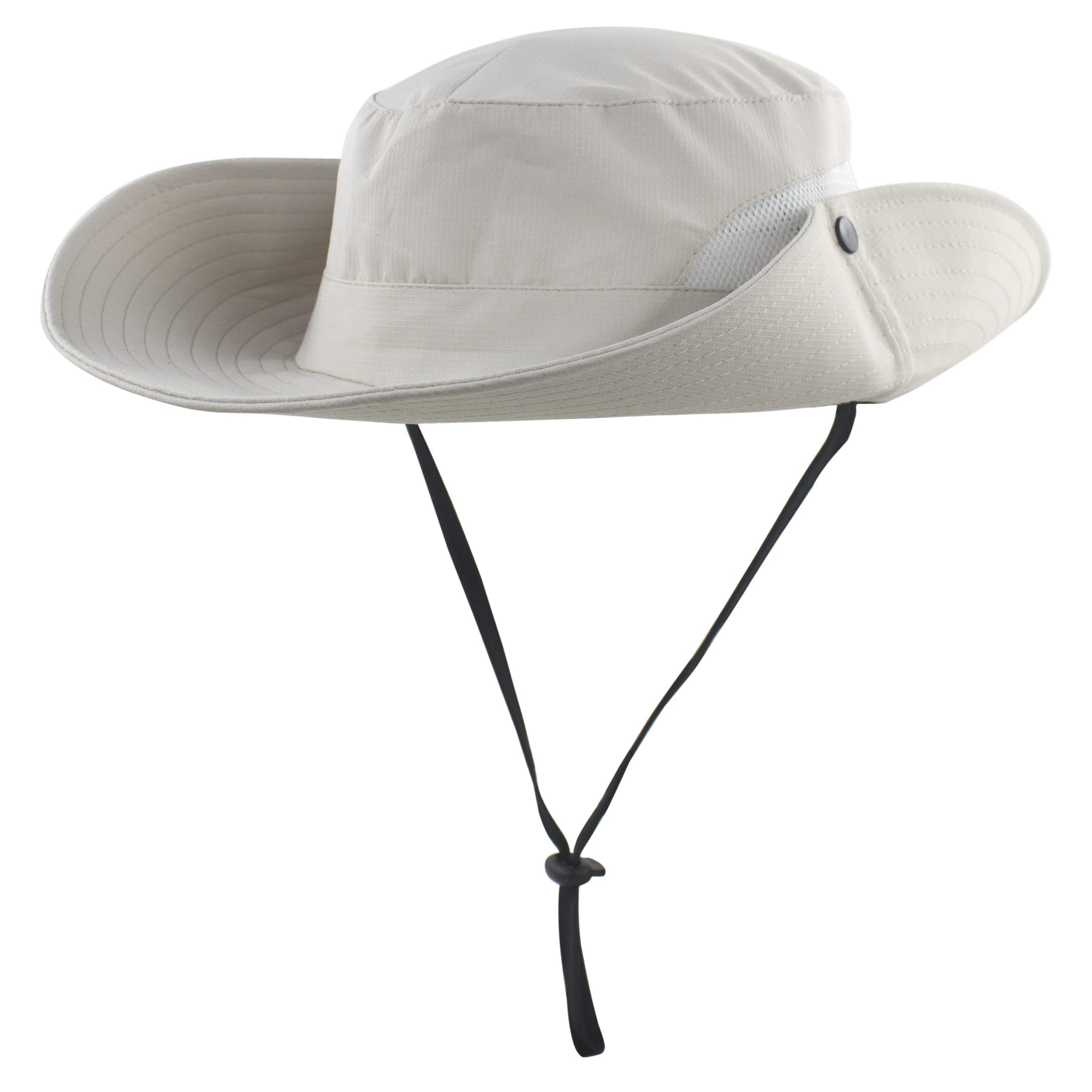 Womens Ponytail Sun Hat Outdoor UV Protection Foldable Mesh Bucket Hats Wide Brim Summer Beach Fishing Cap Pure Beige