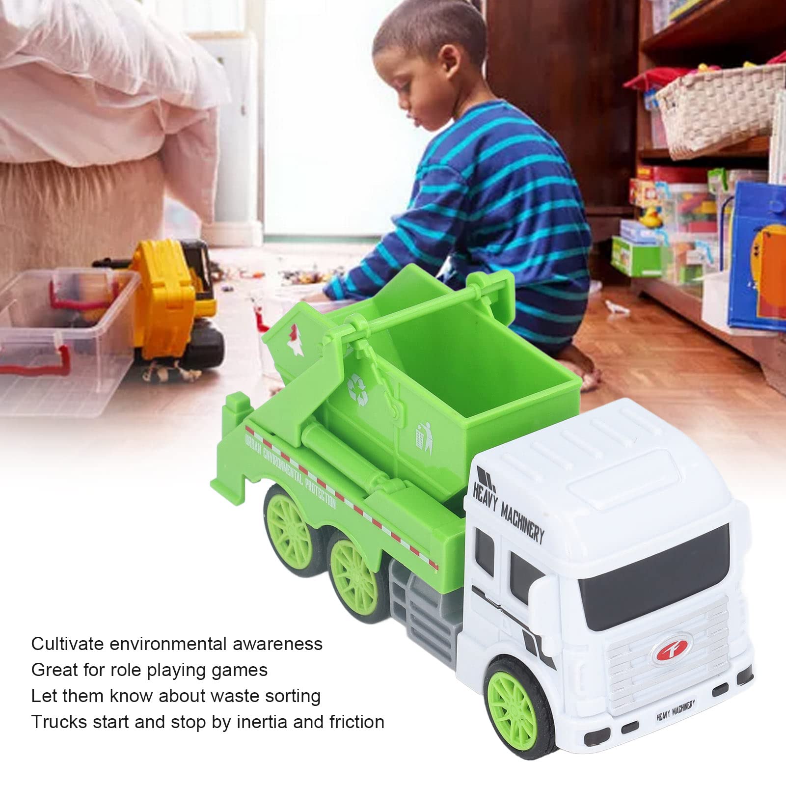 Toy garbage truck real sliding plastic material inertial sanitation vehicle to understand waste classification Sanitation vehicle (dumping vehicle)