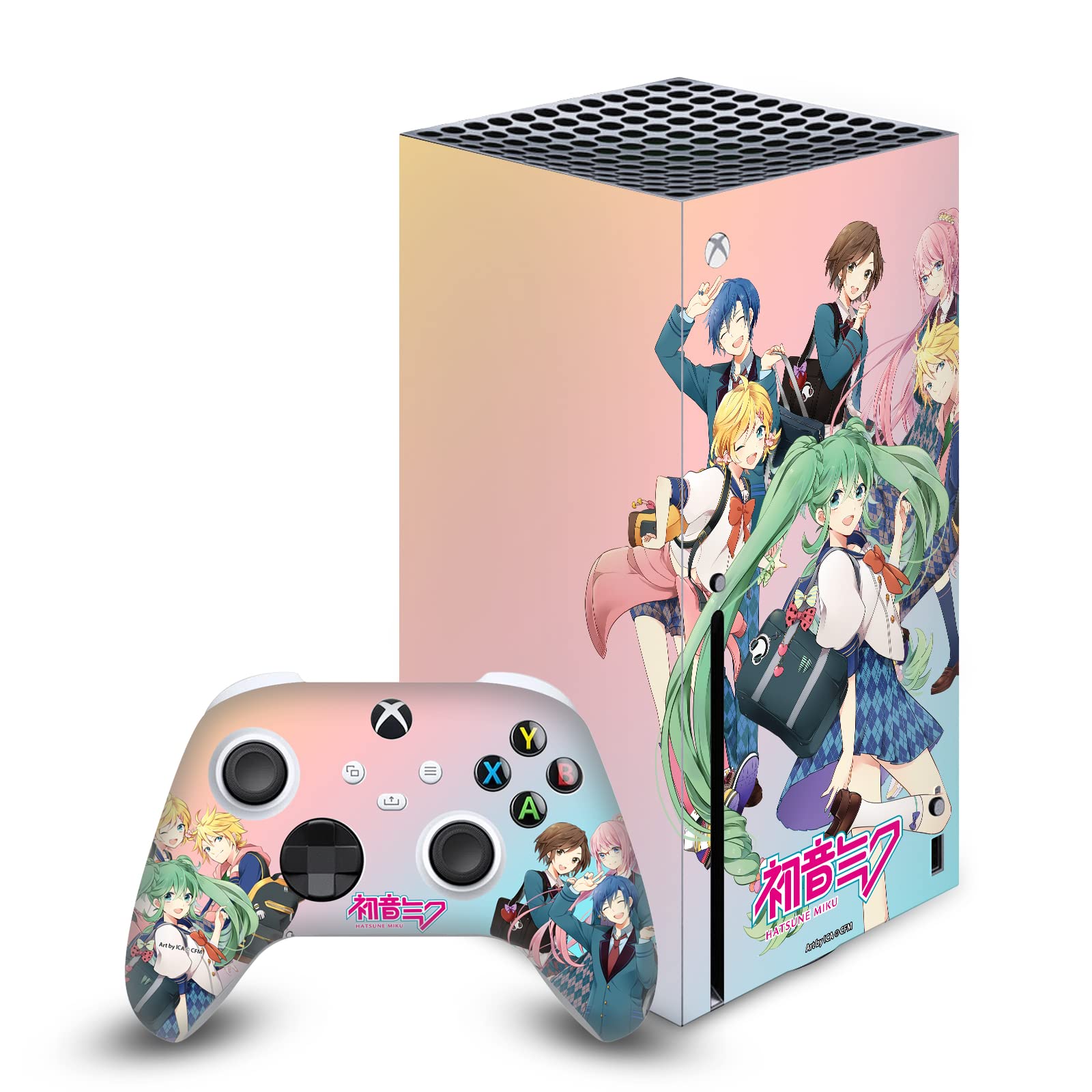 Head Case Designs Officially Licensed Hatsune Miku High School Graphics Matte Vinyl Sticker Gaming Skin Decal Cover Compatible with Xbox Series X Console and Controller Bundle