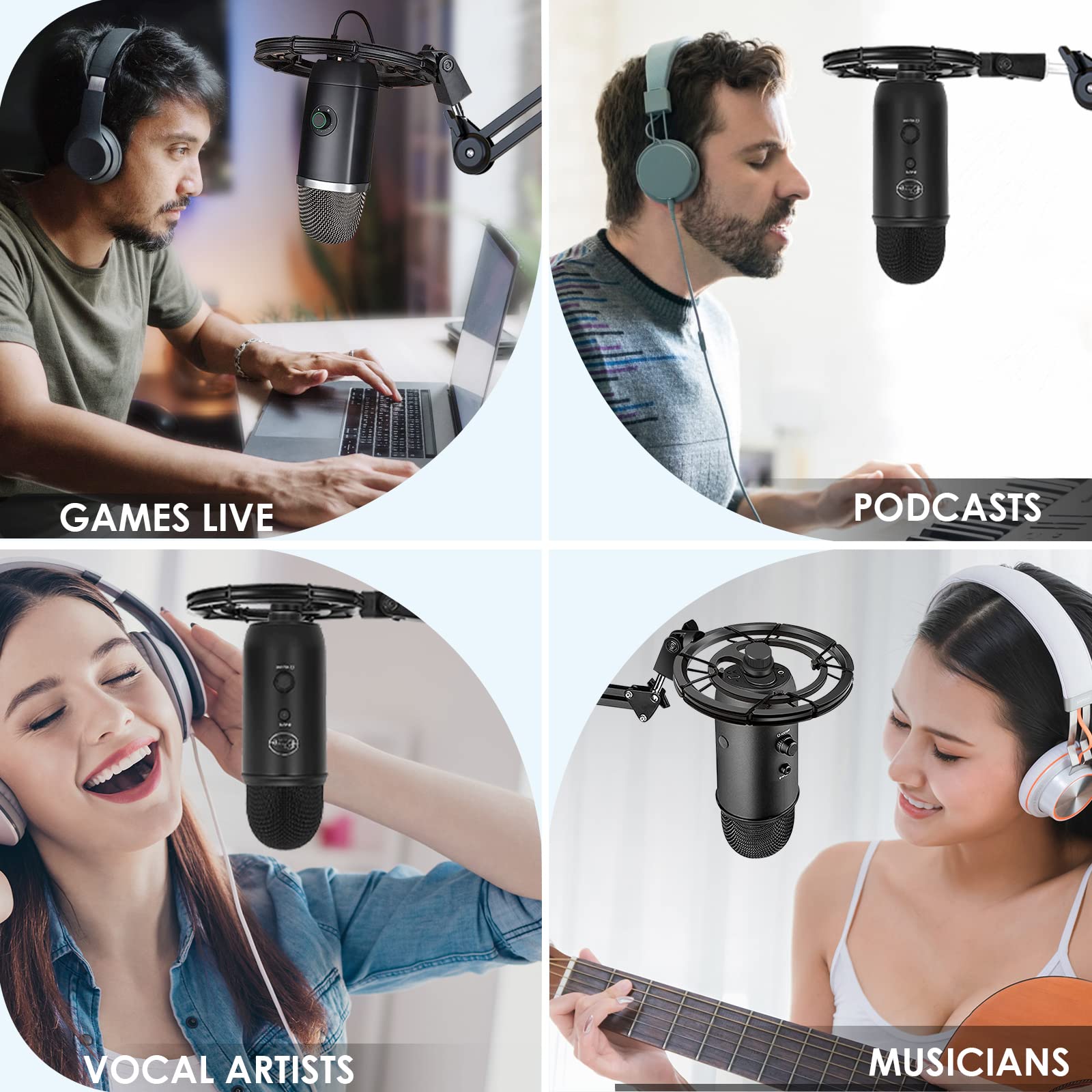 Blue Yeti Shock Mounts, [Custom Built for Blue Yeti Mic Series] Same Country of Origin as Blue Yeti Full Protection Microphones Anti-drop Alloy Shockmount Reduces Vibration Noise by Nycetek