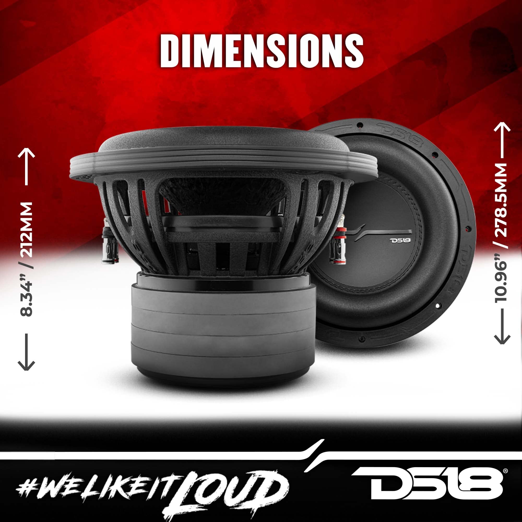 DS18 ZXI10.2D High Excursion 10 Inches Car Audio Subwoofer 1600 Watts Dual Voice Coil 2-Ohm 4 Magnets (1 Speaker)