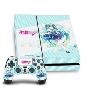 Head Case Designs Officially Licensed Hatsune Miku Stars And Rainbow Graphics Vinyl Sticker Gaming Skin Decal Cover Compatible With Sony PlayStation 4 PS4 Console and DualShock 4 Controller Bundle