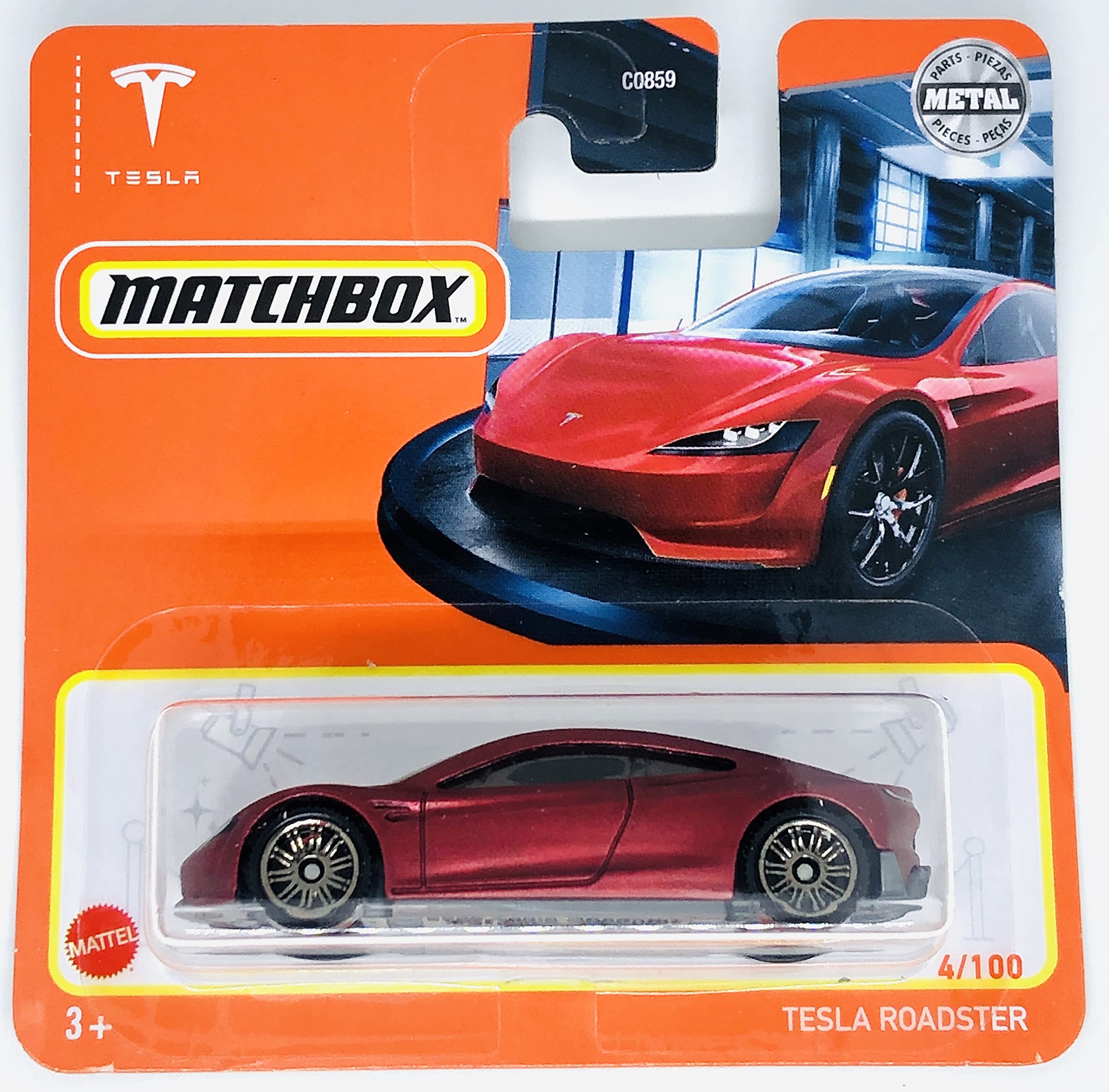 Matchbox 2022 - Tesla Roadster - Red - 4/100 - Short Card