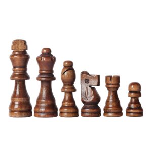 Fun+1 Toys! 32 Count Wooden Chess Pieces Only with Storage Bags - Staunton Style Wood Chess Pieces for Chess Tournament. Compatible with Any Chess Set, Contains King, Queen and Other Chessmens