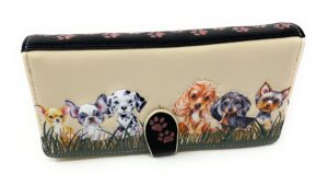 shag wear puppy dog love large animal wallet for women and teen girls vegan faux leather beige 7"