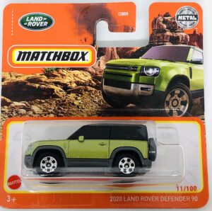 matchbox 2022-2020 land rover defender 90 - green - short card - 11/100