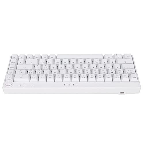 68 Keys Mechanical Keyboard, N Key Rollover ABS 1800mAh Battery White 68 Keys Mechanical Keyboard for Gaming for Office for Home(Linear Action Switch)