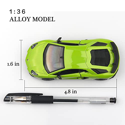 TOKAXI 1/36 Scale Lamborghini Aventador LP750-4 SV Diecast Cars Models,Pull Back Vehicles Toy Cars,Cars Gifts for Boys Girls (Green)