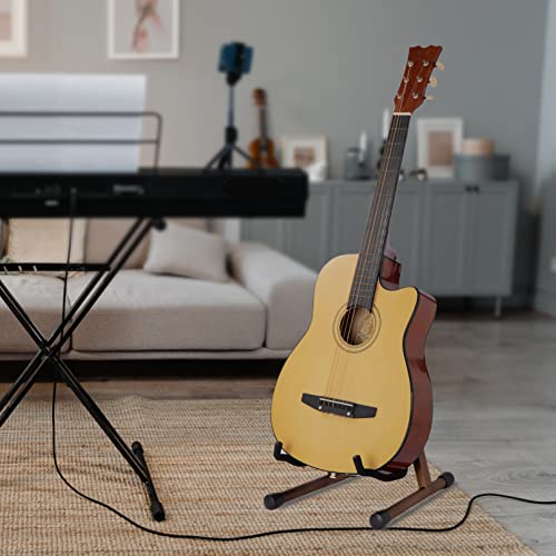 JORGTYRA Wooden Acoustic Guitar Stand, Adjustable Guitar Floor Stand, A Frame Folding Acoustic Electric Guitar Holder with Foam Padded for Bass, Cello, Mandolin, Banjo, Ukulele