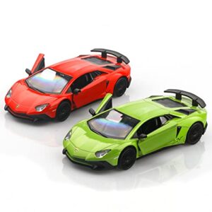 TOKAXI 1/36 Scale Lamborghini Aventador LP750-4 SV Diecast Cars Models,Pull Back Vehicles Toy Cars,Cars Gifts for Boys Girls (Green)