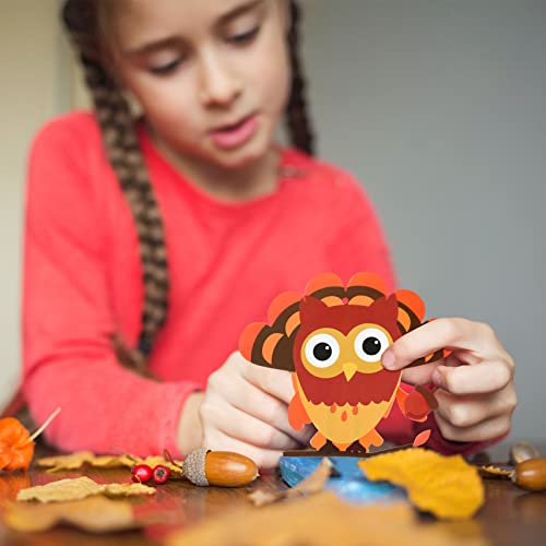 Autumn Thanksgiving Owl Craft Kit for Kids DIY Fall Turkey Day Paper Craft Kits Assorted Owl Shapes Gift with Pumpkins Favors Thanksgiving Day Project Home Classroom Game Activities(36 Sets)