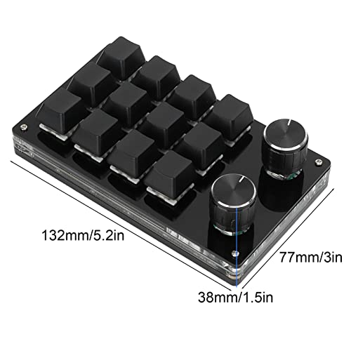 One Handed Programmable Mechanical Keyboard, 12 Keys RGB Programmable Macro Keyboard with Knob Plug and Play Multifunctional Mechanical Gaming Keypad Function Keypad for