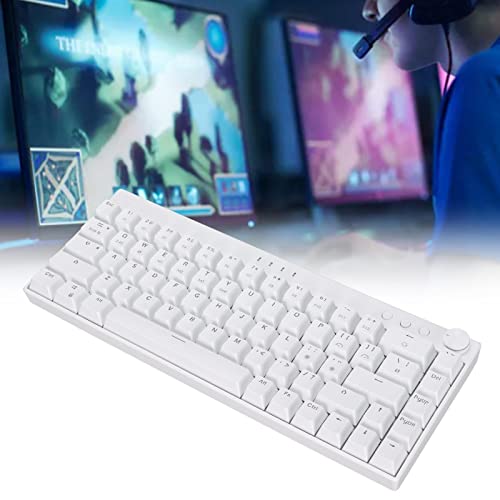 68 Keys Mechanical Keyboard, N Key Rollover ABS 1800mAh Battery White 68 Keys Mechanical Keyboard for Gaming for Office for Home(Linear Action Switch)