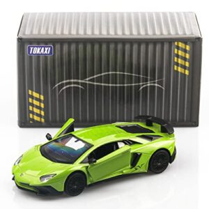 TOKAXI 1/36 Scale Lamborghini Aventador LP750-4 SV Diecast Cars Models,Pull Back Vehicles Toy Cars,Cars Gifts for Boys Girls (Green)