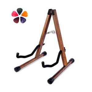 jorgtyra wooden acoustic guitar stand, adjustable guitar floor stand, a frame folding acoustic electric guitar holder with foam padded for bass, cello, mandolin, banjo, ukulele