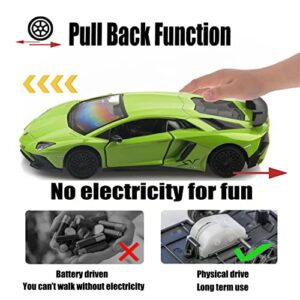 TOKAXI 1/36 Scale Lamborghini Aventador LP750-4 SV Diecast Cars Models,Pull Back Vehicles Toy Cars,Cars Gifts for Boys Girls (Green)