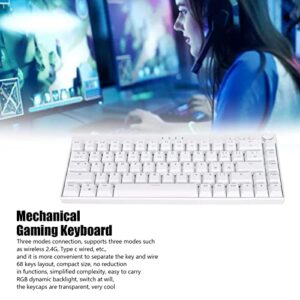 68 Keys Mechanical Keyboard, N Key Rollover ABS 1800mAh Battery White 68 Keys Mechanical Keyboard for Gaming for Office for Home(Linear Action Switch)