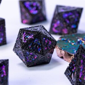 Ancient Dark Evil Elves Rune DND Metal Dice Set for Dungeons and Dragons Gifts, D&D, D and D, Pathfinder, Accessories, D20, Polyhedral, Resin Dice, Metal, Dice Tray, Tower, Bag, Box