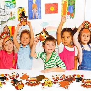 Autumn Thanksgiving Owl Craft Kit for Kids DIY Fall Turkey Day Paper Craft Kits Assorted Owl Shapes Gift with Pumpkins Favors Thanksgiving Day Project Home Classroom Game Activities(36 Sets)