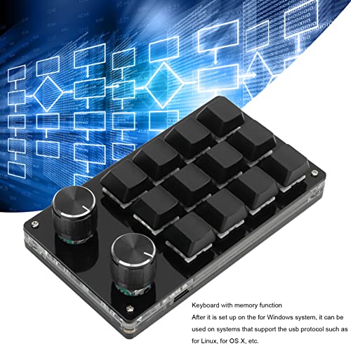 One Handed Programmable Mechanical Keyboard, 12 Keys RGB Programmable Macro Keyboard with Knob Plug and Play Multifunctional Mechanical Gaming Keypad Function Keypad for