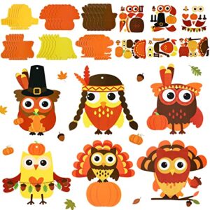 autumn thanksgiving owl craft kit for kids diy fall turkey day paper craft kits assorted owl shapes gift with pumpkins favors thanksgiving day project home classroom game activities(36 sets)