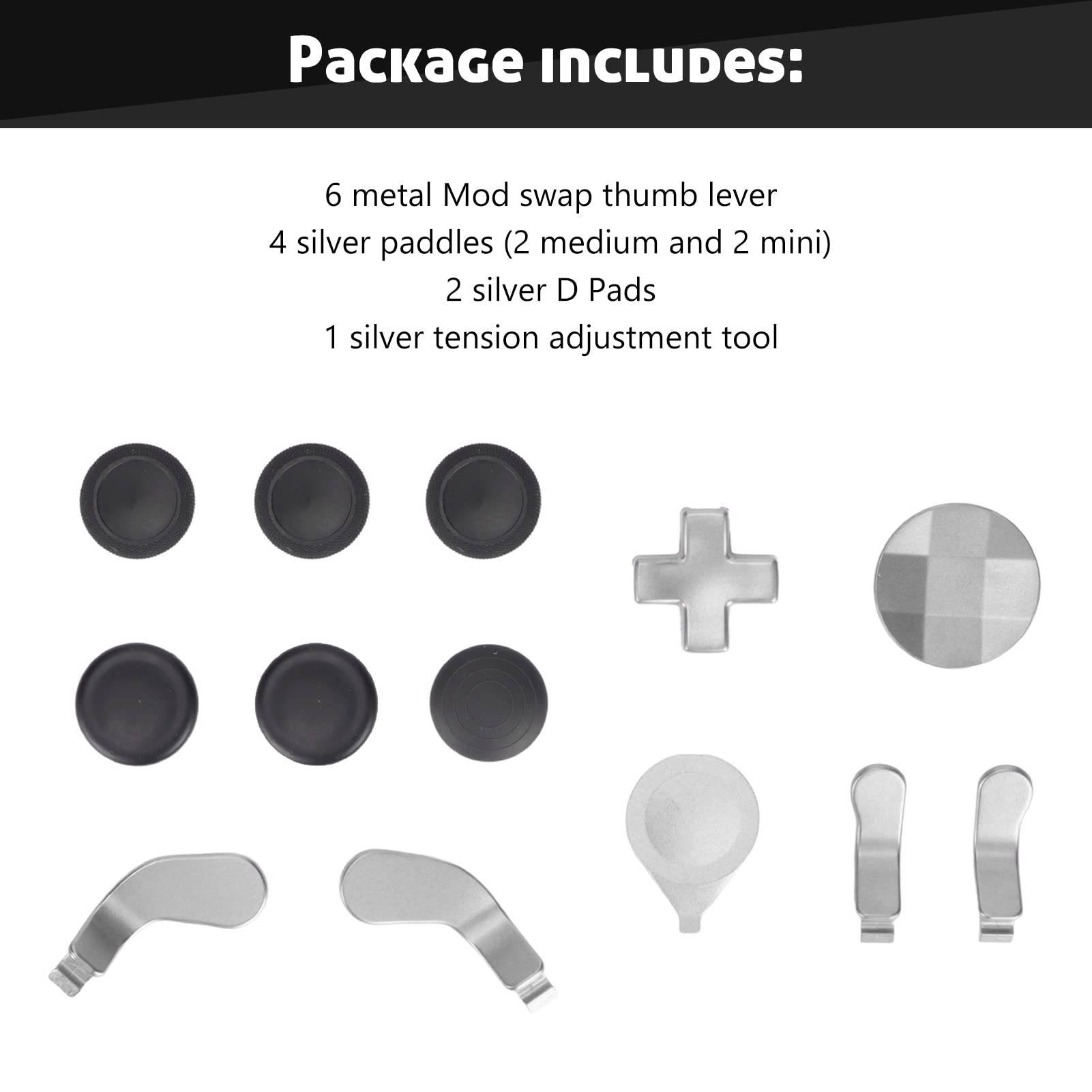 13 in 1 Metal Thumbsticks for Xbox One Elite Series 2,Metal Mod 6 Swap Joystick,Paddles,D Pads,for Elite Series 2 Controller Accessory Parts,Game Accessory Replacement